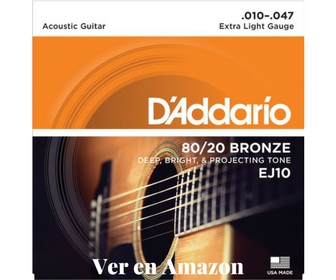 mejores cuerdas para guitarra acústica d'addario ej10